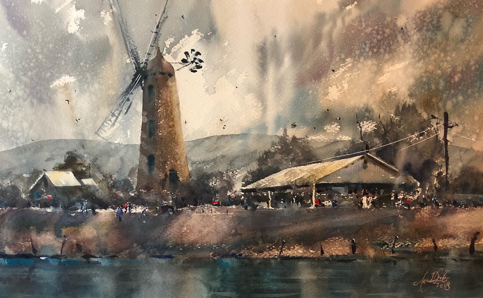 Watercolour Painting by Tony White titled Callington Mill