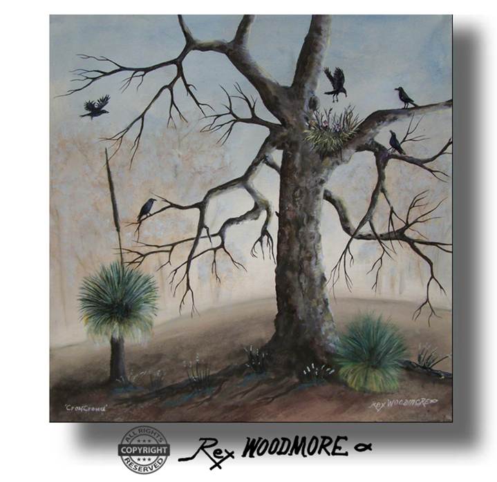 Acrylic Painting by Rex Woodmore titled Crow Crowd