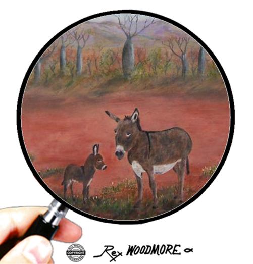 Acrylic Painting by Rex Woodmore titled Desert Donkeys