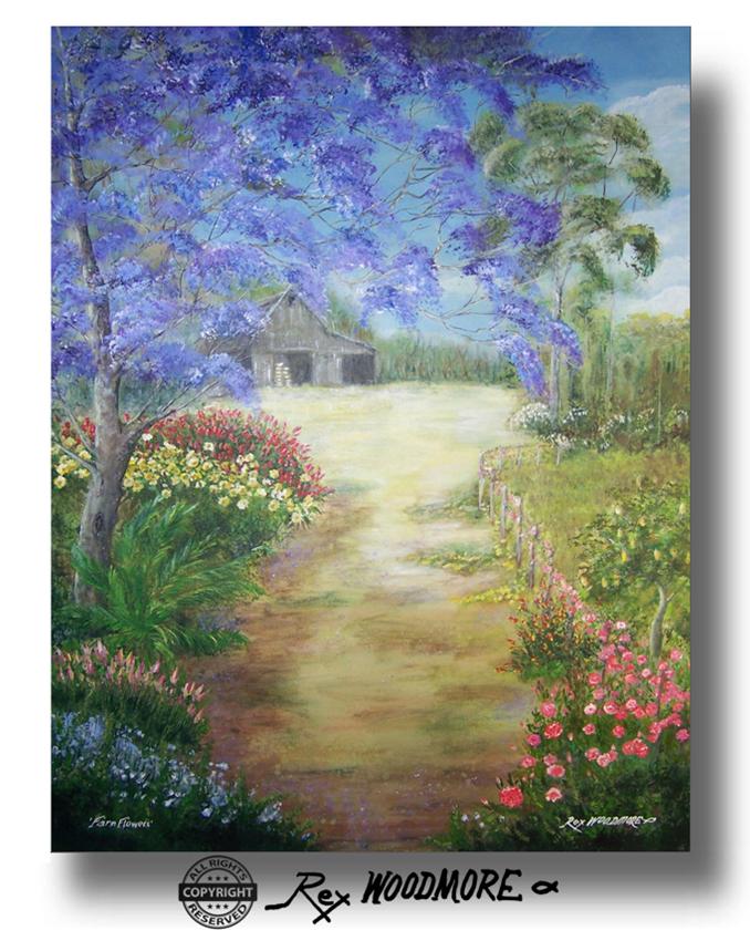 Acrylic Painting by Rex Woodmore titled Farm Flowers