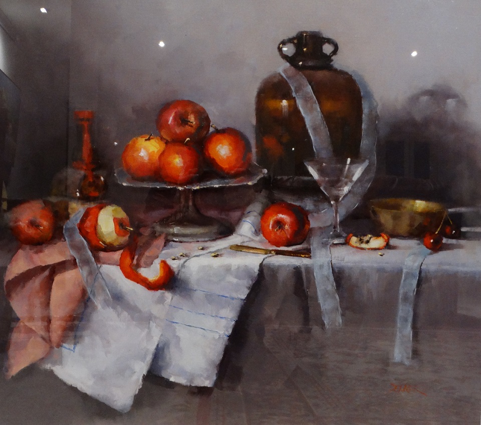  Painting by Joan Denner titled Still Life Red Apples