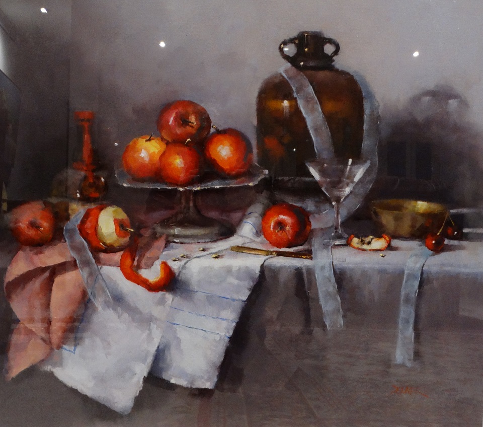 Watercolour Painting by Joan Denner titled Still Life Red Apples