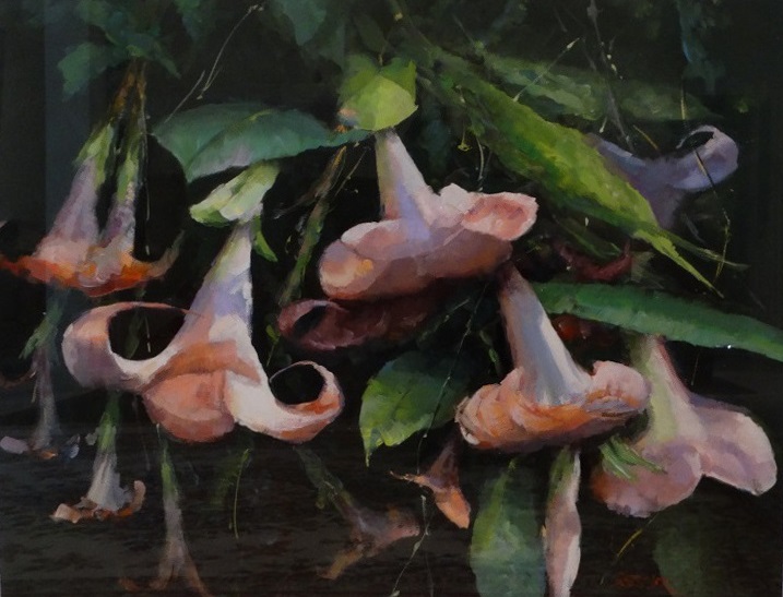 Oil Painting by Joan Denner titled Trumpet Flowers