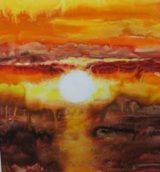 A  painting by Joan Denner Sunset and titled Sunset