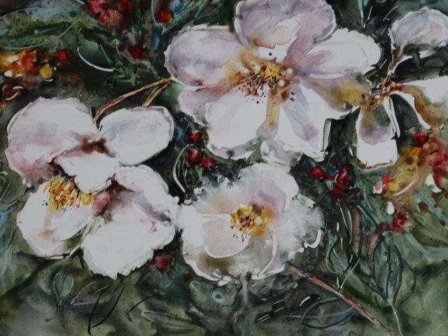 Watercolour Painting by Joan Denner titled Pink Flowers