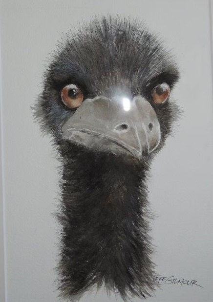 Watercolour Painting by Jeff Gilmour titled Emu