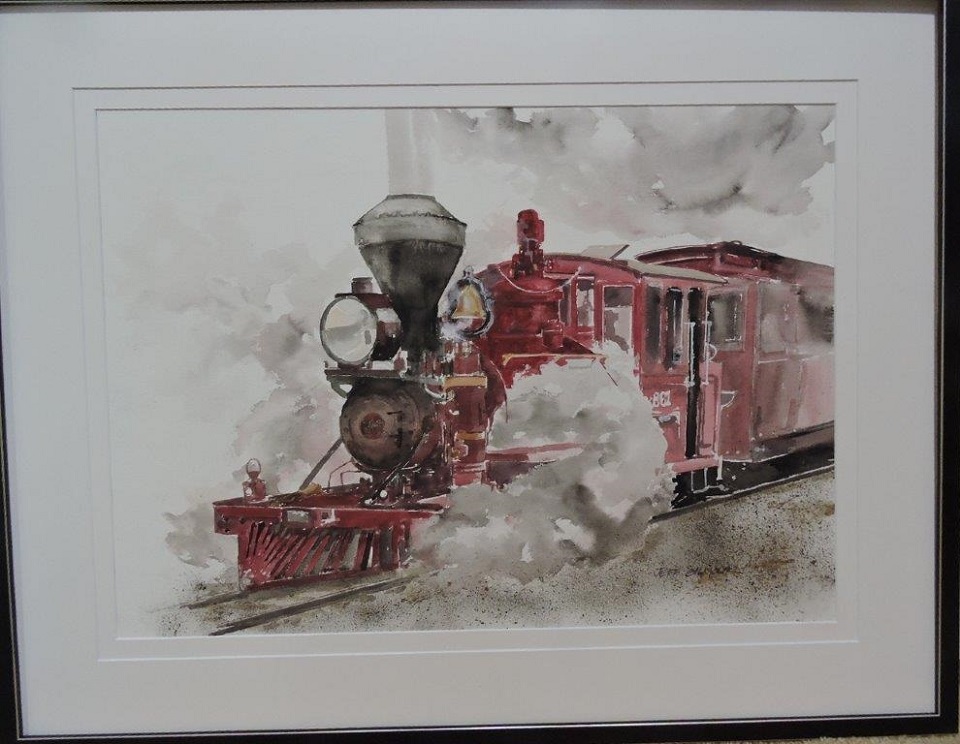 Watercolour Painting by Jeff Gilmour titled Puffing Billy