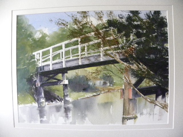 Watercolour Painting by Jeff Gilmour titled Bridge over Kananook Creek, Frankston