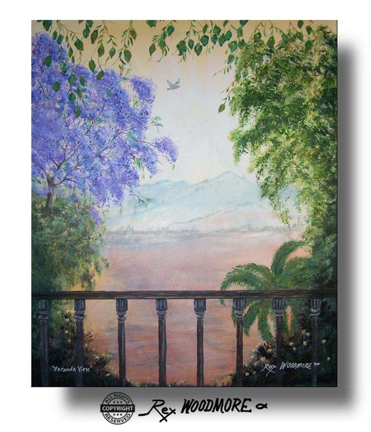 Acrylic Painting by Rex Woodmore titled Veranda View