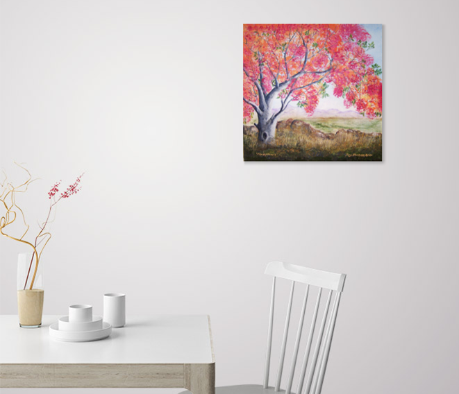 Acrylic Painting by Rex Woodmore titled Flaming Flowers