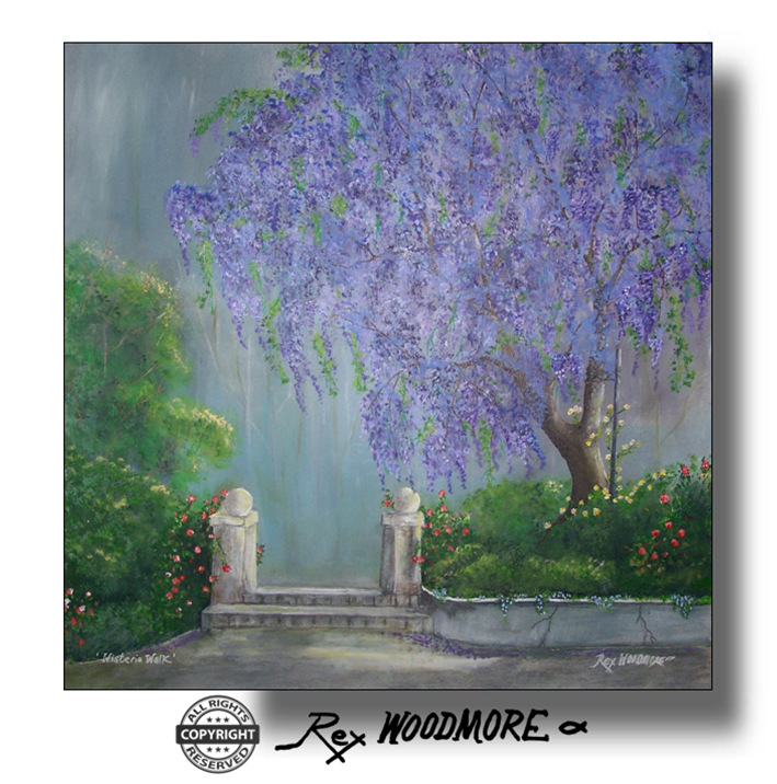 Acrylic Painting by Rex Woodmore titled Wisteria Walk