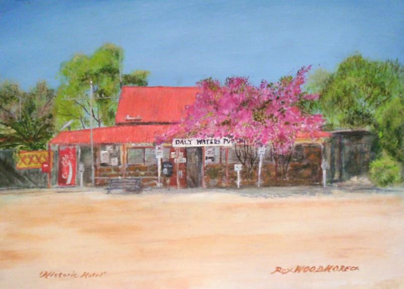 Acrylic Painting by Rex Woodmore titled Historic Hotel