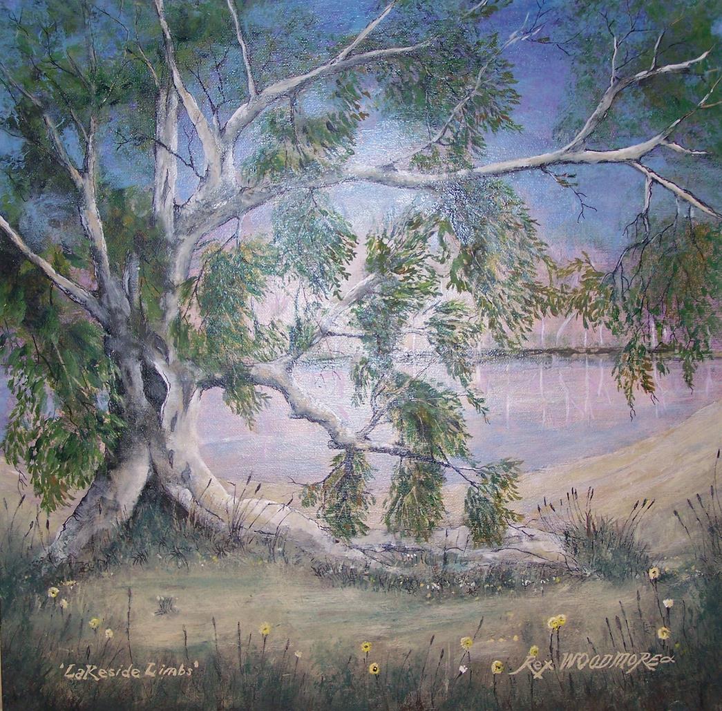 Acrylic Painting by Rex Woodmore titled Lakeside Limbs