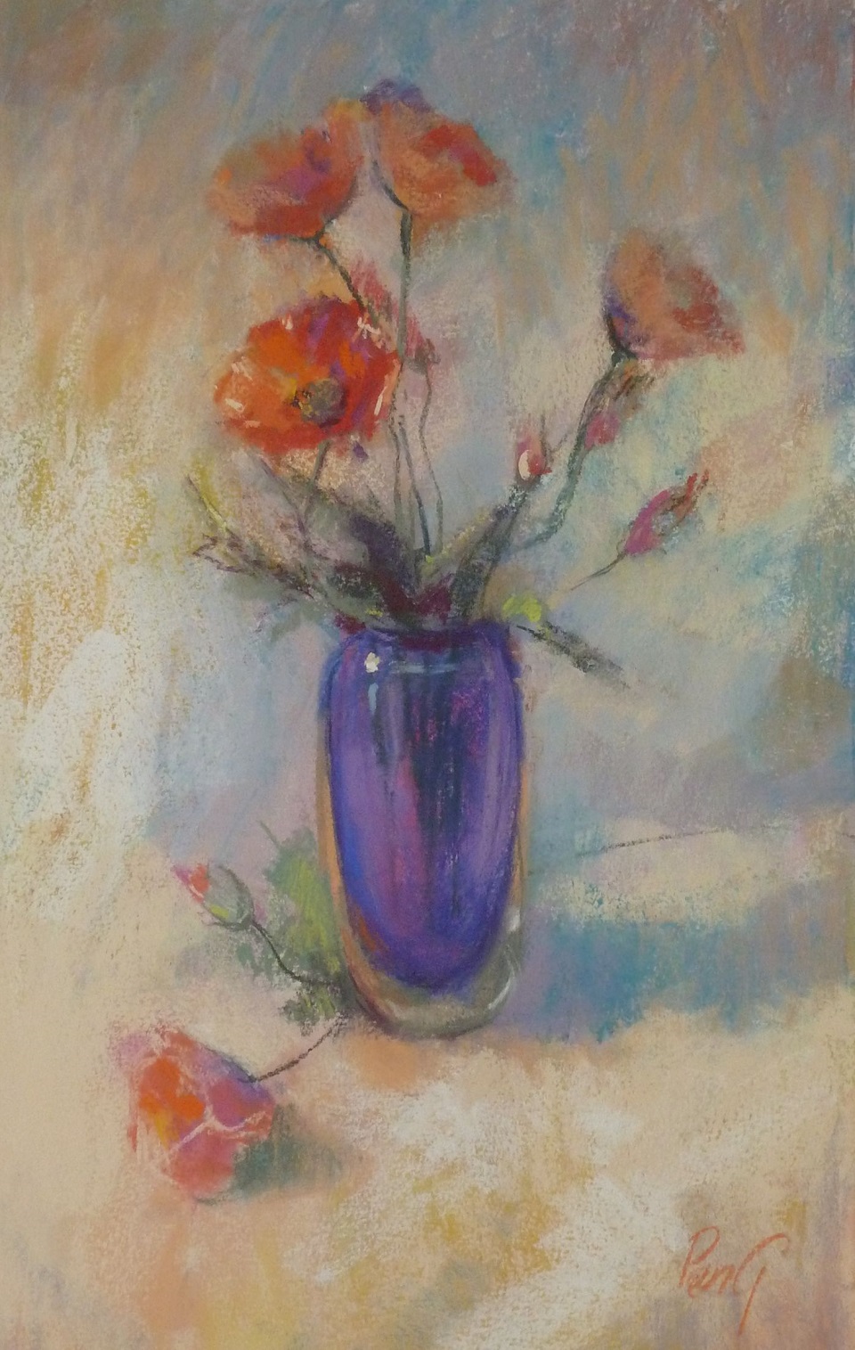 Pastel Painting by Penelope Gilbert-Ng titled Poppies