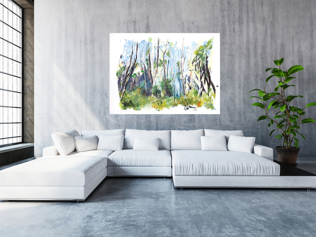 Oil Painting by Jeanette Adams titled Grass Trees In The Forest
