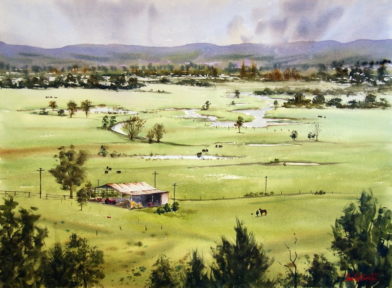 Watercolour Painting by Joe Cartwright titled From Streeton Lookout