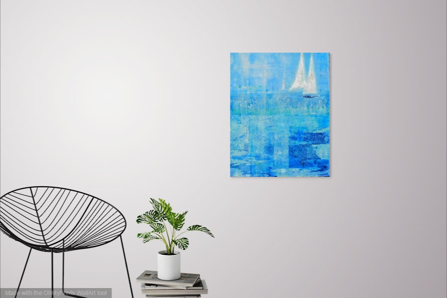 Acrylic Painting by Jeanette Adams titled Sails Out Of The Blue