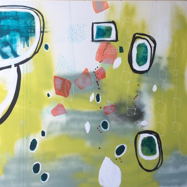 Acrylic Painting by Claire Voutsinas titled Tip Toe through the Garden