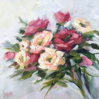 An Acrylic painting by IVANA PINAFFO in the Impressionist style  Flowers with main colour being Pink and titled The beauty of nature