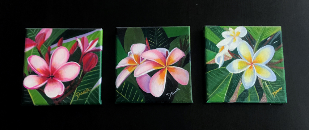 Acrylic Painting by Dawn Luttrell titled Frangipani