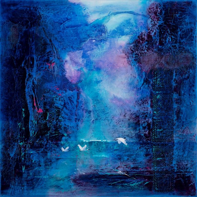 Mixed Media Painting by Tricia Reust titled Lagoon Evening