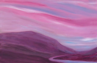 An Acrylic painting by Alex Mortensen in the Abstract Expressionist style  Desert Hills and River with main colour being Purple and titled MAUVE LANDSCAPE