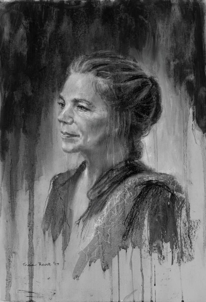 Mixed Media Painting by Tricia Reust titled Charcoal Head Study