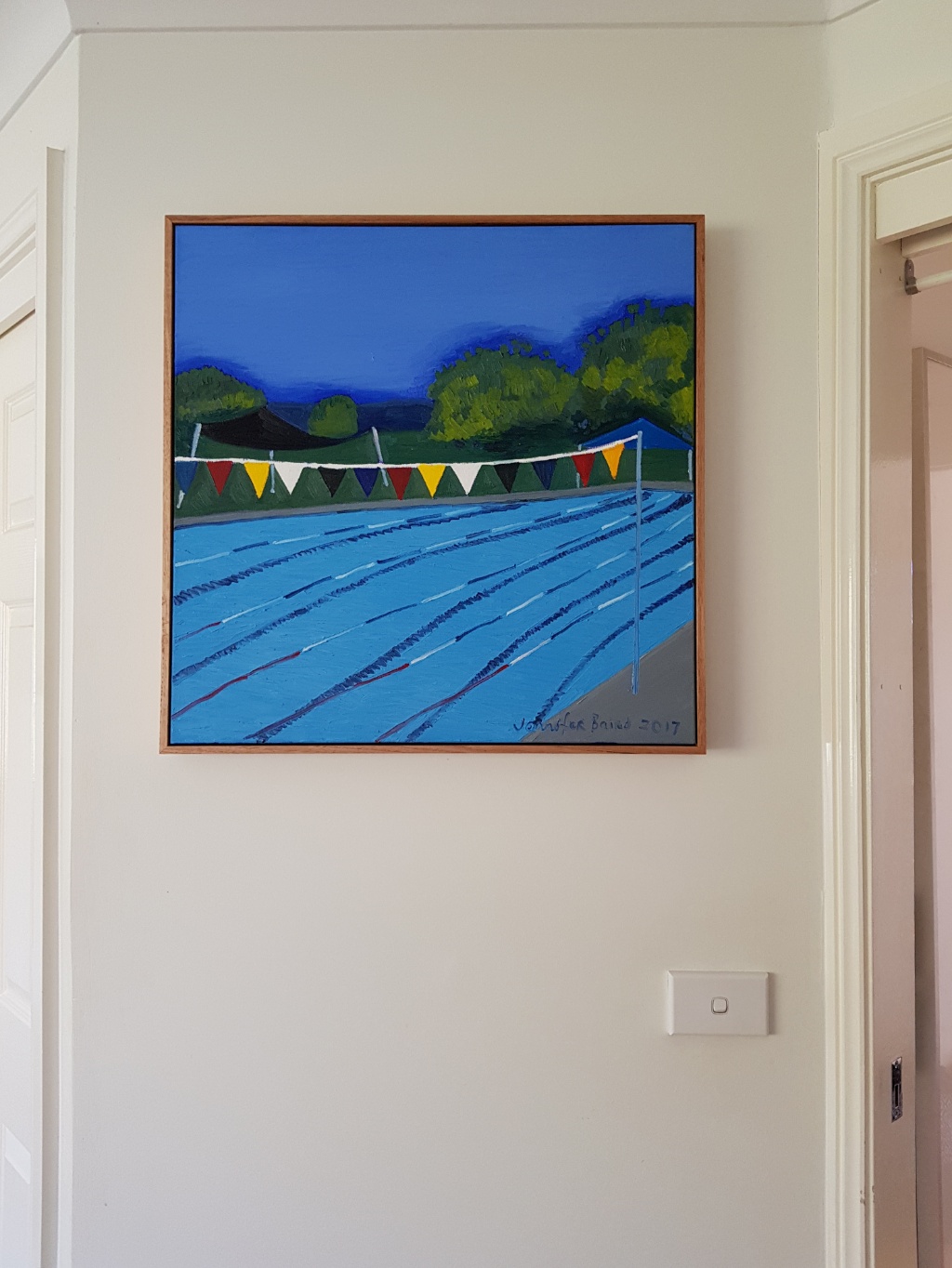 Oil Painting by Jennifer Baird titled Tumut Memorial Pool