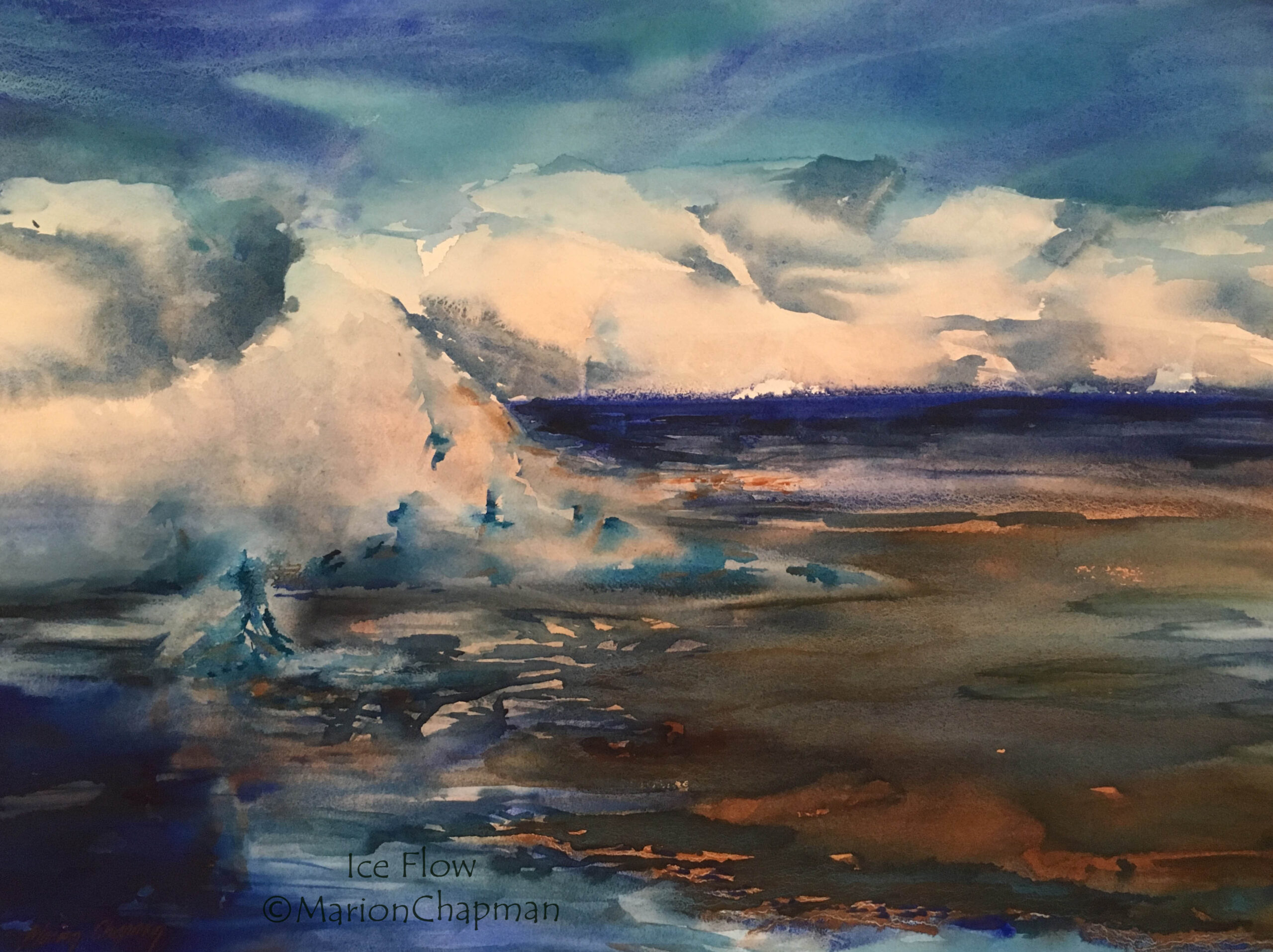 Watercolour Painting by Marion Chapman titled Ice Flow