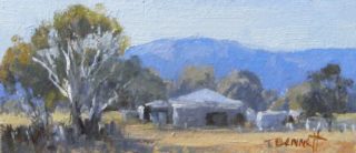 An Oil painting by Trish Bennett in the Realist Impressionist style  depicting Landscape Rural with main colour being Blue Ochre and Olive and titled Feel The Magic