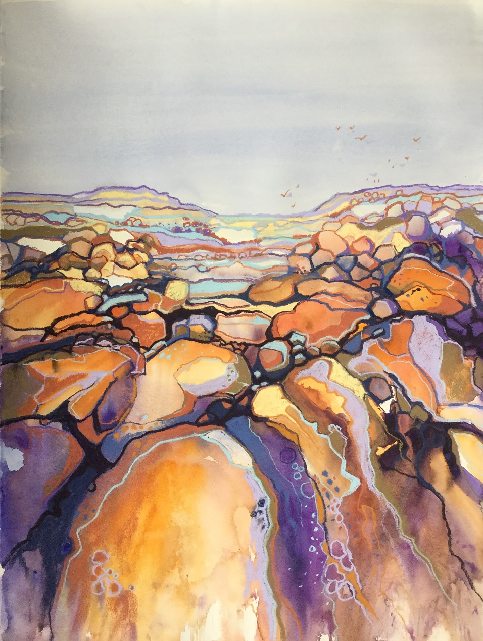 Mixed Media Painting by Diana Bradshaw titled Rock Solid