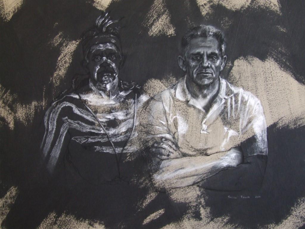 Mixed Media Painting by Tricia Reust titled White Camouflage