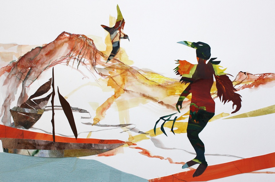 Mixed Media Painting by Erica Wagner titled Inland Sea
