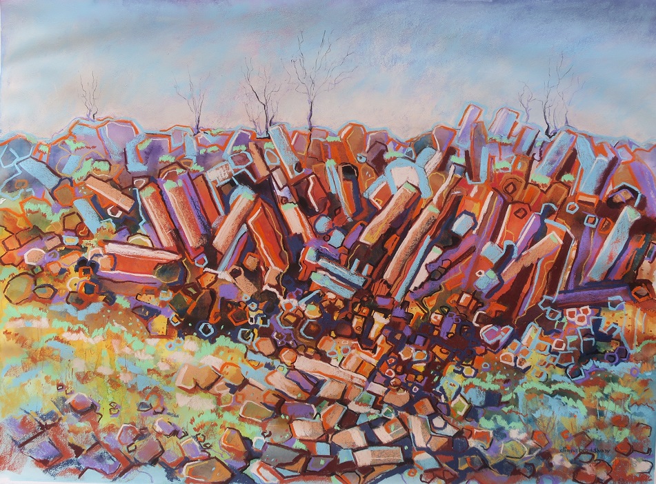 Mixed Media Painting by Diana Bradshaw titled Rhyolite Outcrop Gawler Ranges