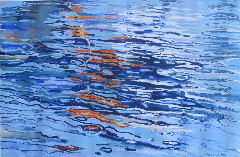 Mixed Media Painting by Diana Bradshaw titled Orange Reflections