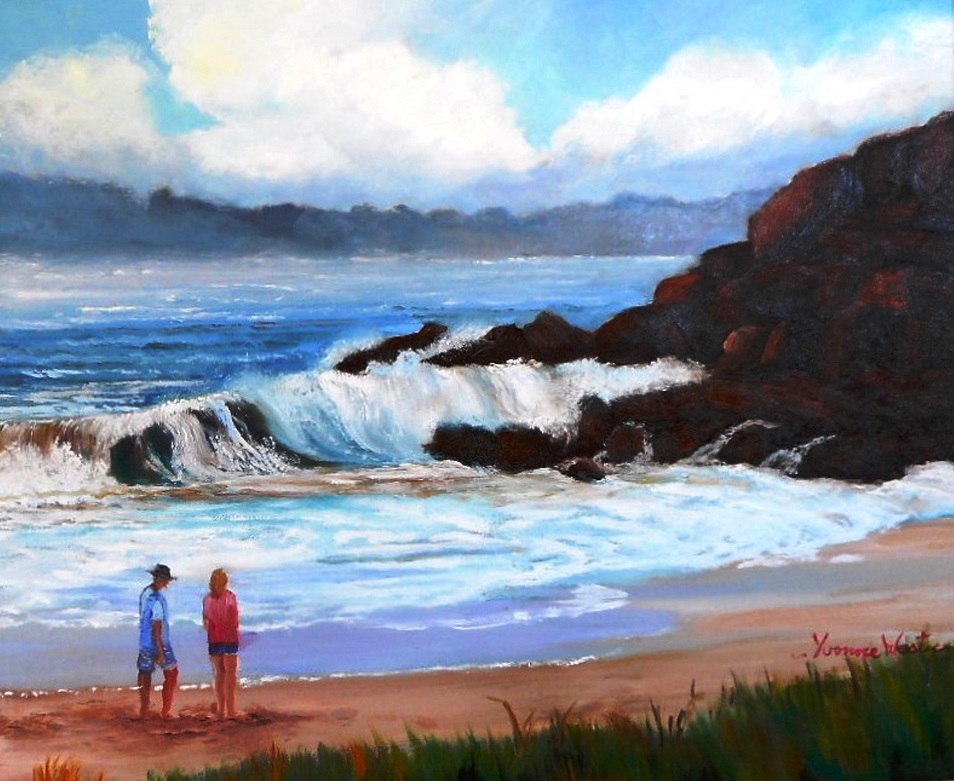 Acrylic Painting by Yvonne West titled Zenith Beach