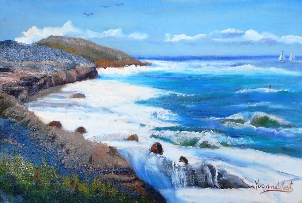 Acrylic Painting by Yvonne West titled Kilcaire Beach