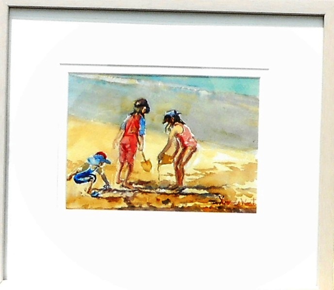 Watercolour Painting by Yvonne West titled Day at the Beach