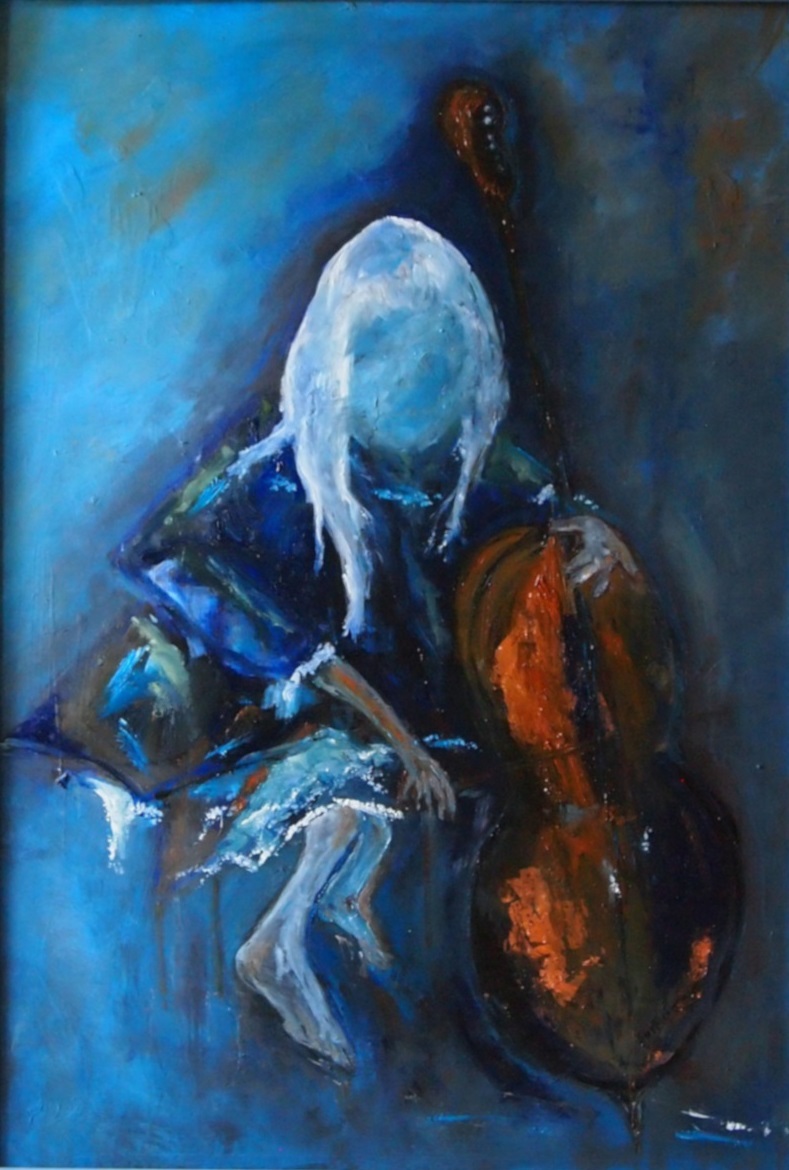 Oil Painting by Margaret Morgan Watkins titled The Young Girl Plays the Cello