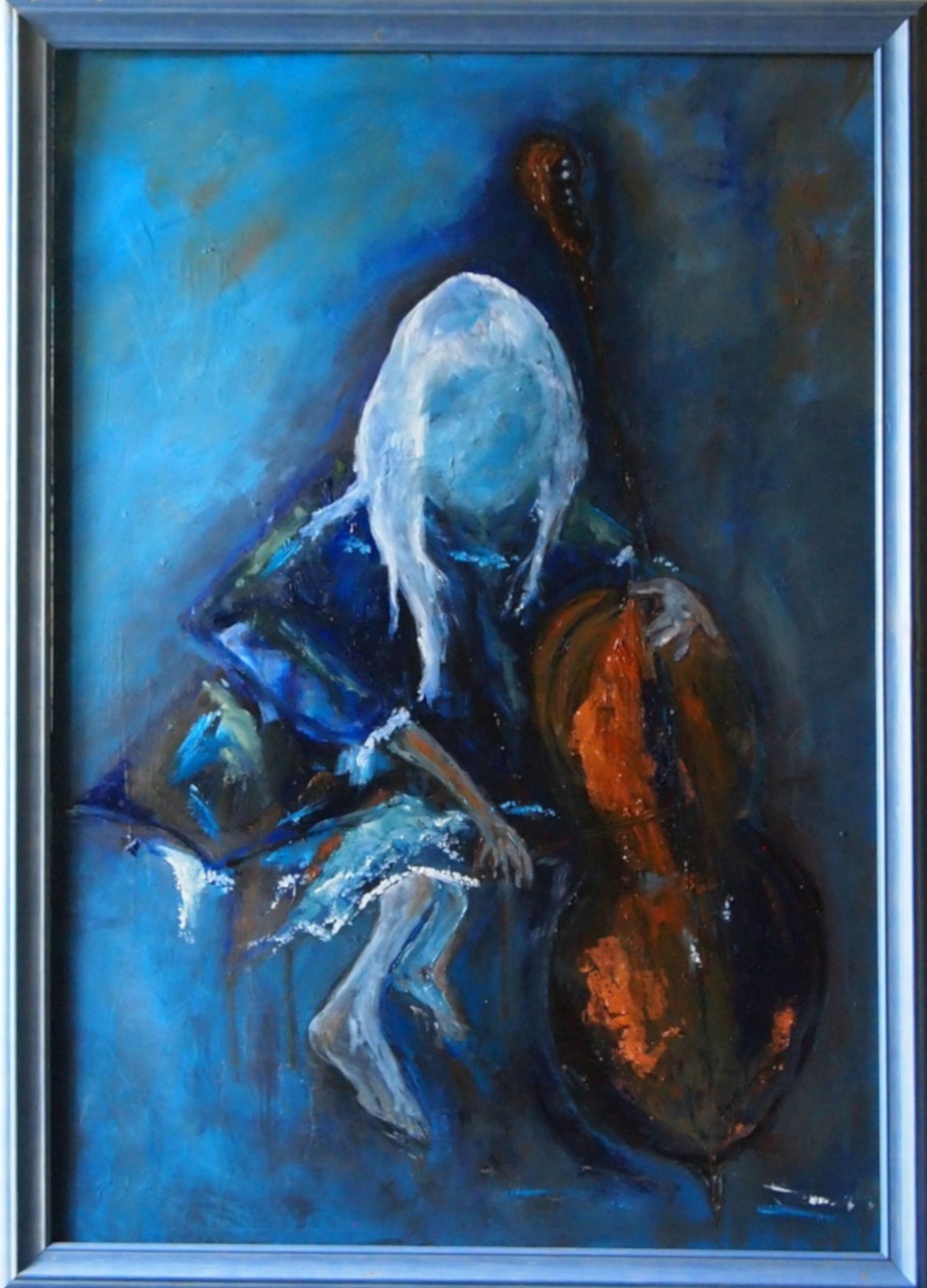 Oil Painting by Margaret Morgan Watkins titled The Young Girl Plays the Cello