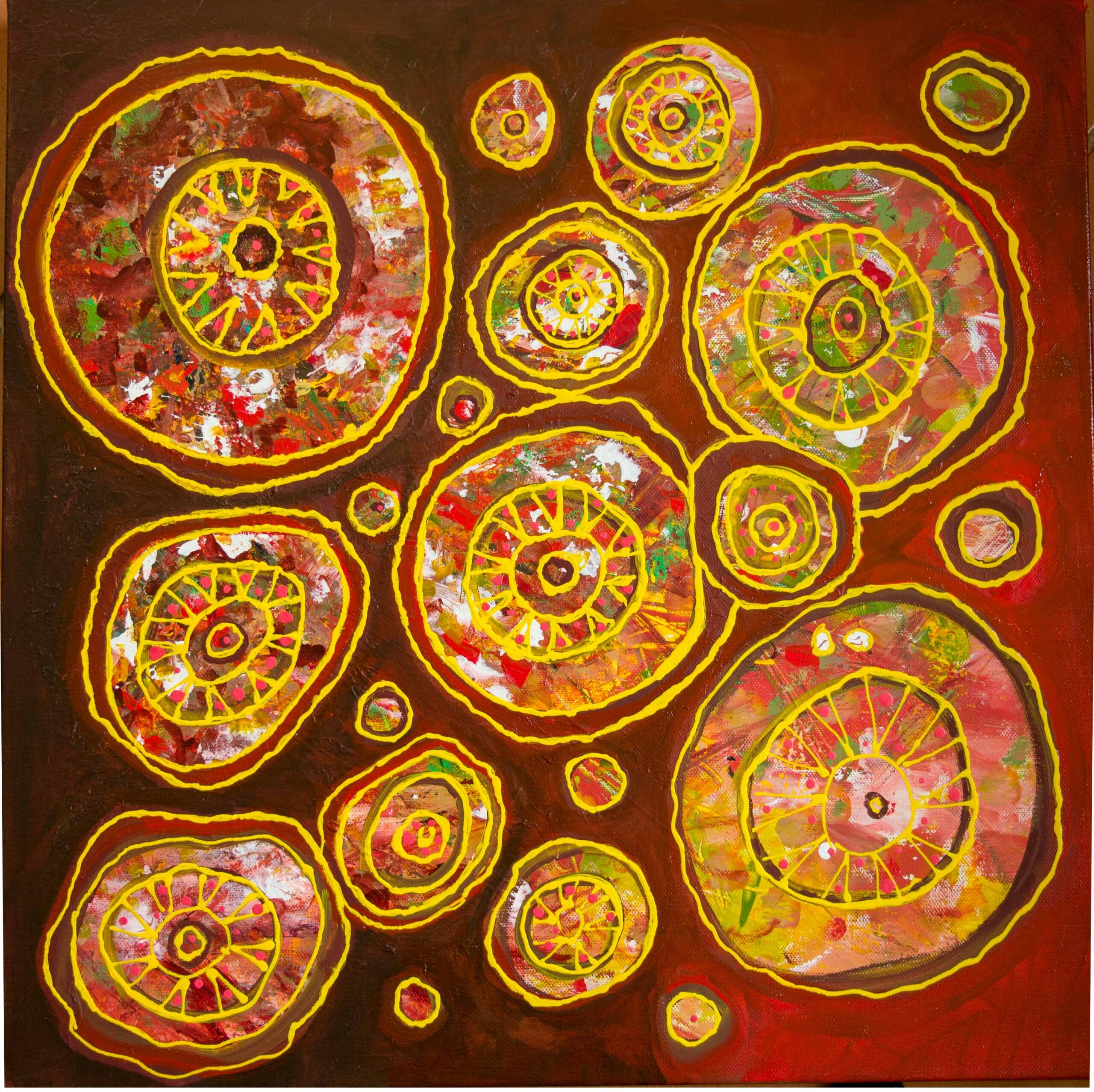 Acrylic Painting by Janine Rea titled Circles