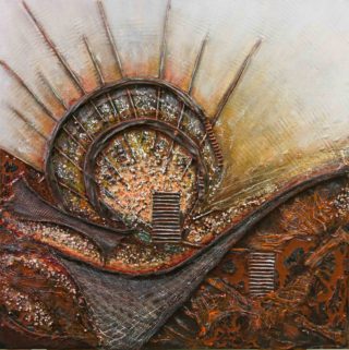 A Mixed Media artwork by Janine Rea in the Abstract style  depicting  with main colour being Brown and Cream and titled WaveScape