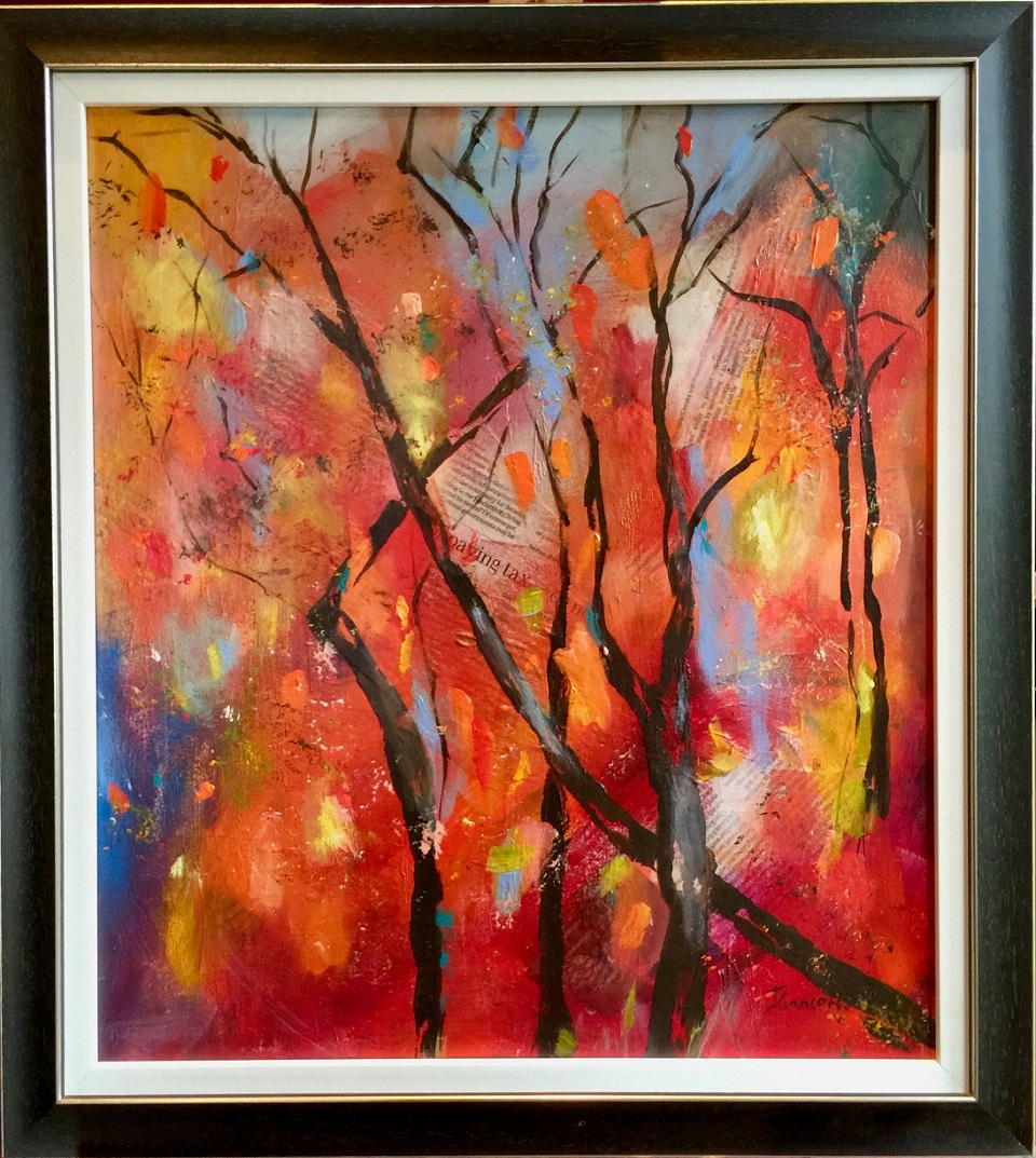 Mixed Media Painting by Janette Giacobbe titled Autumn Blush