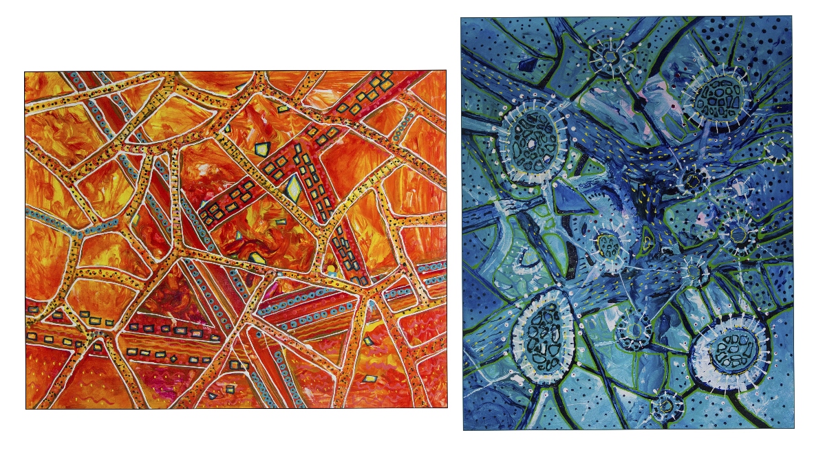 Acrylic Painting by Janine Rea titled Blue Pattern