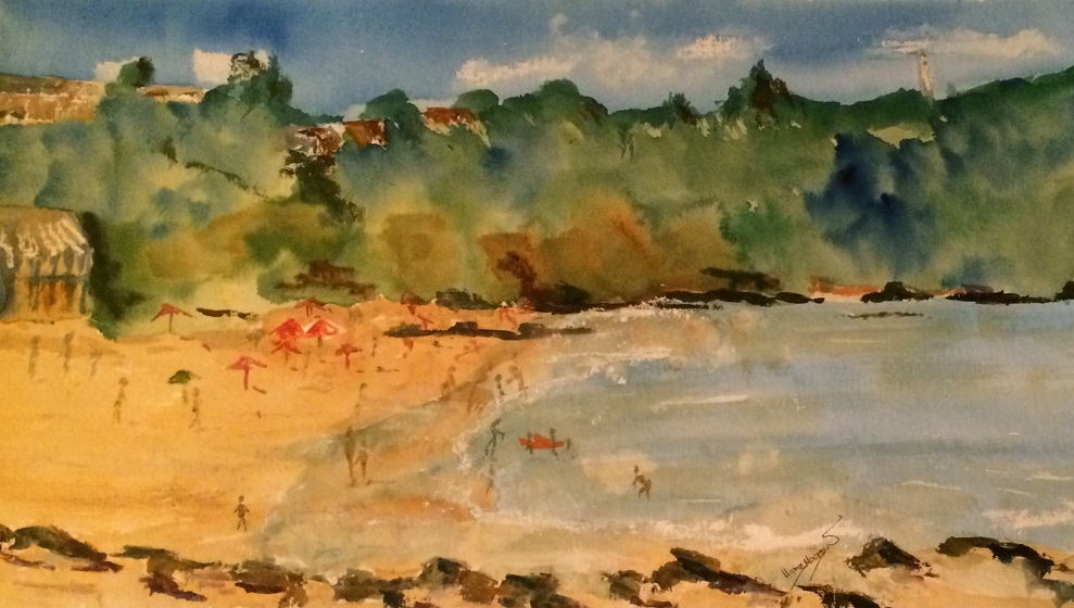 Watercolour Painting by Margaret Morgan Watkins titled A Day at the Beach