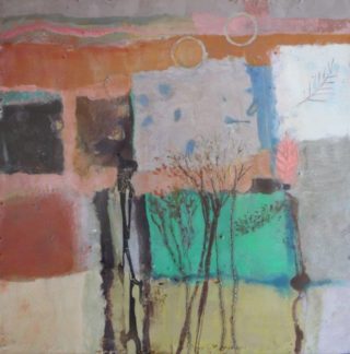 A Mixed Media painting by Marian Alexopoulos in the Abstract style  and titled Autumn Windows