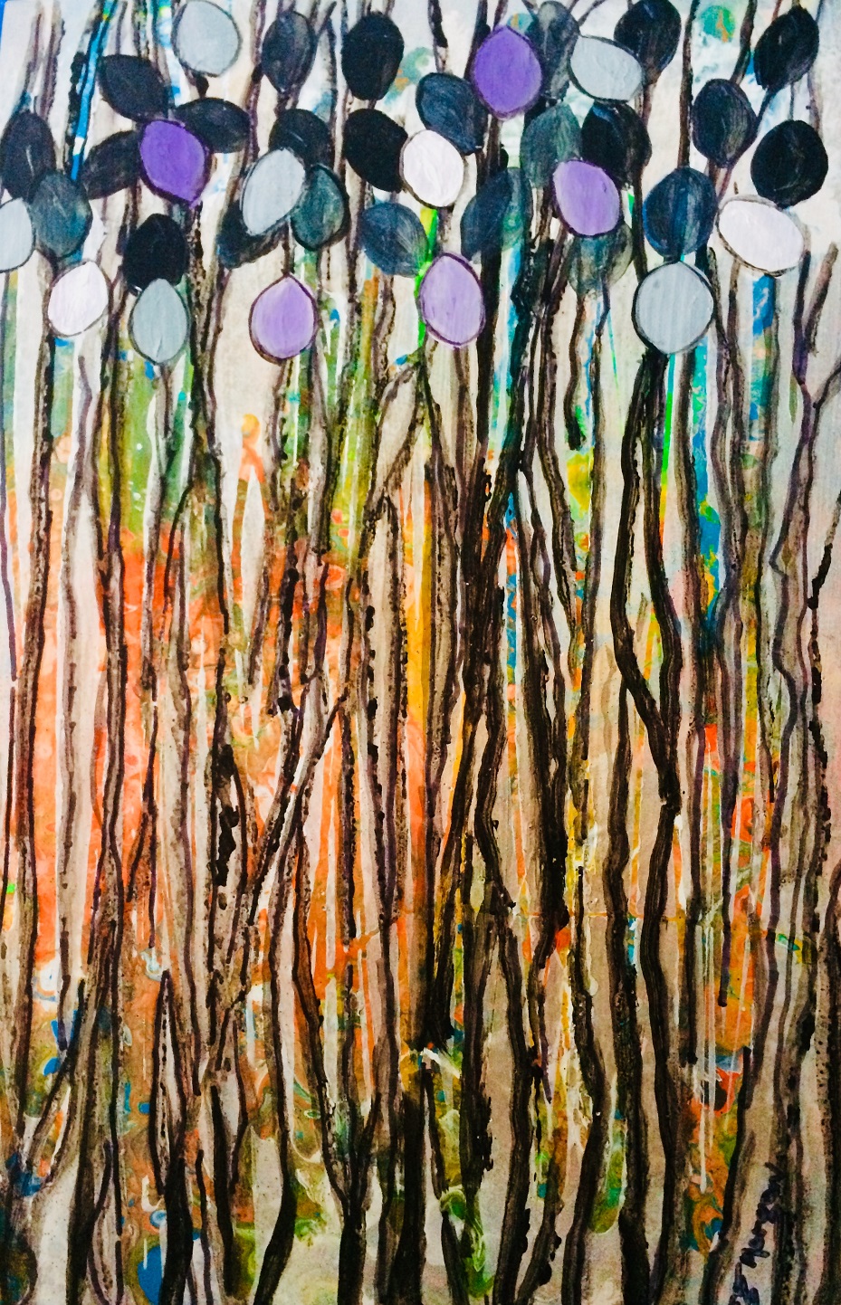 Acrylic Painting by Margaret Morgan Watkins titled Through the Forest