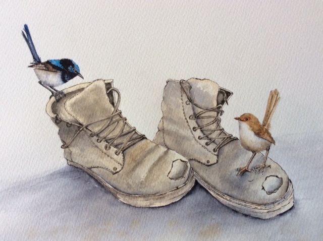 Watercolour Painting by Helen De Jonge titled What’s in here