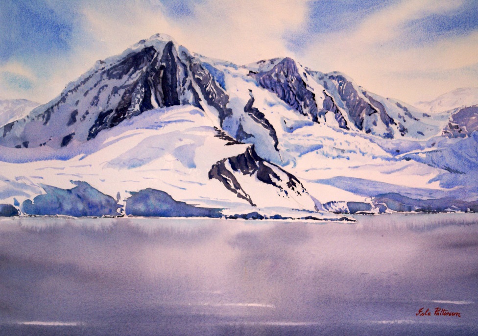 Watercolour Painting by Isla Patterson titled Dramatic Cliff, Antarctic