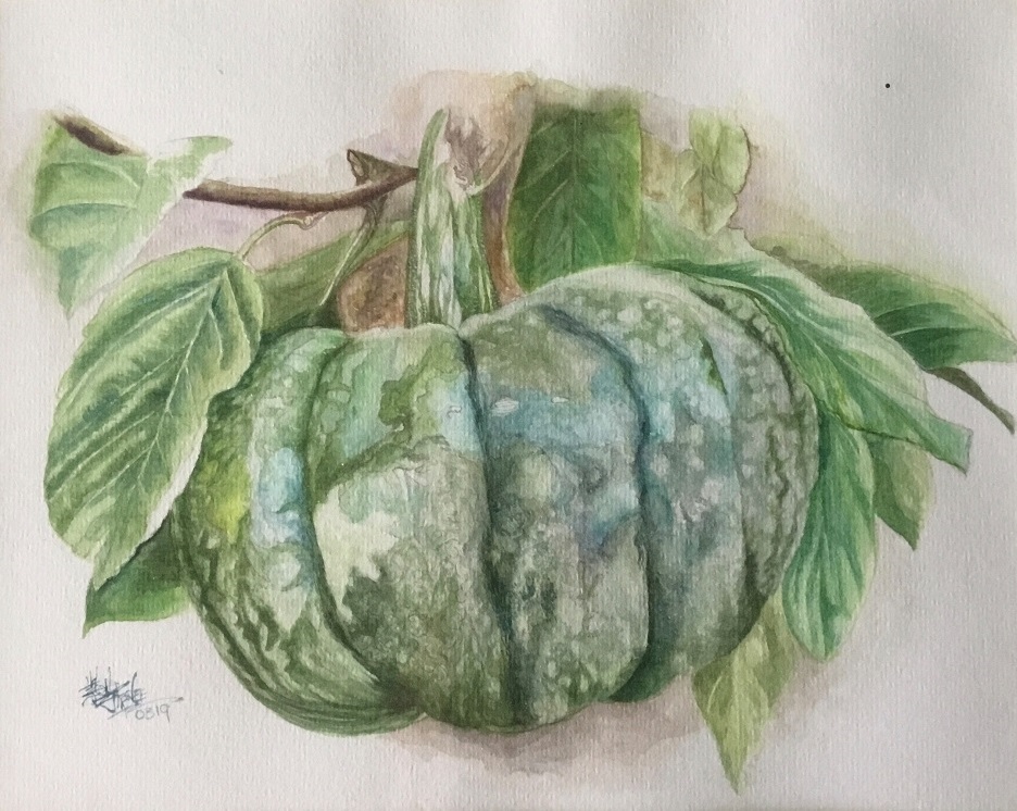 Watercolour Painting by Renee Loh titled Pumpkin